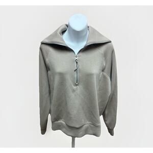 Spanx AirEssentials Cropped Quarter Zip Pullover Womens Medium Beige Sweatshirt